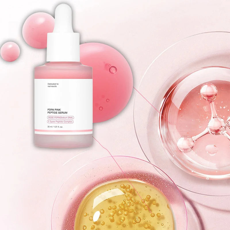 PIBU Peptide Glow Serum 30ml bottle, pink Korean collagen peptide radiance concentrate
